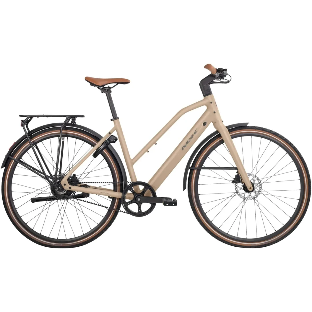 MBK Image Unisex cykel i mat bronze med remtræk og motor.